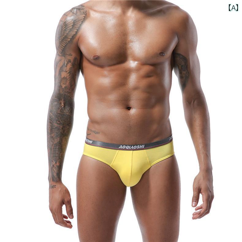 メンズ アメリカ 下着 快適 ソリッドカラー モーダル 二重層 U 凸 大型 バッグ ブリーフ 男性