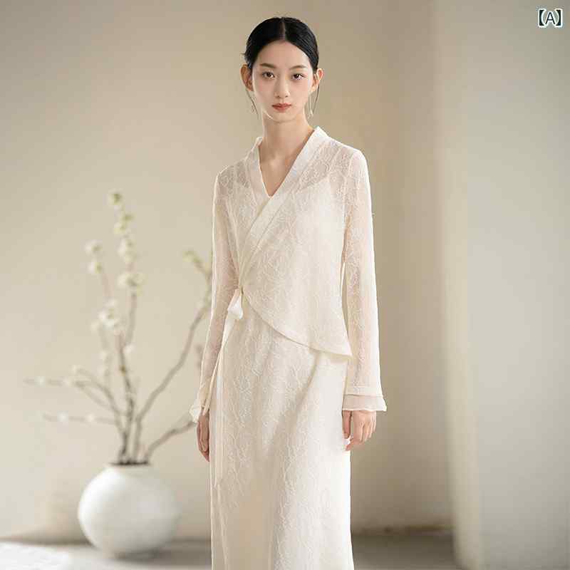 Women's Summer Cheongsam, Elegant New Chinese Style Hanbok Dress, Spring/Autumn, Waist-Fitting, Commuting, Tea Master Dress, Retro