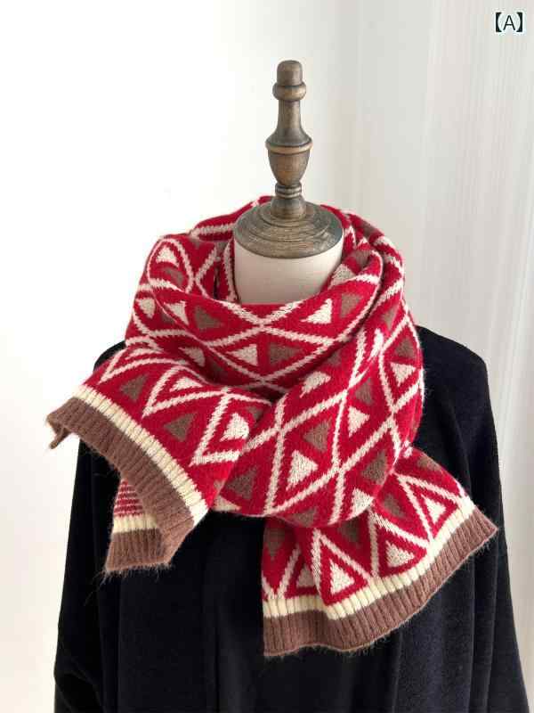 メンズ レディース マフラー 赤 緑 クリスマス スカーフ 型 小さい チェック柄 学生や カップルへ 暖かい クリスマスイブ ギフト