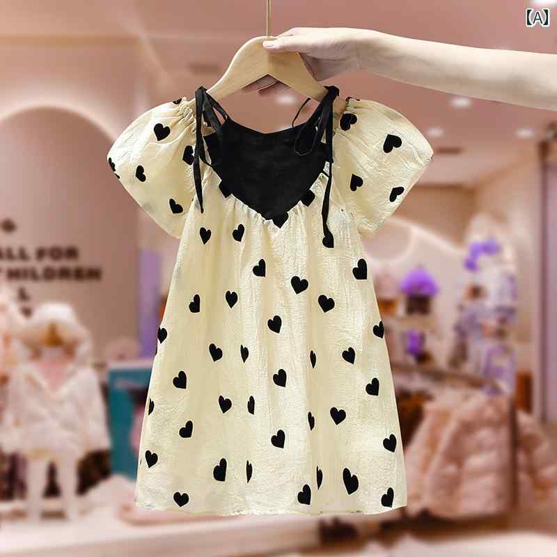 夏 キッズ ウェア ガールズ ドレス 子供服 西洋風 韓国 ベビー プリンセス 薄手中大 子供