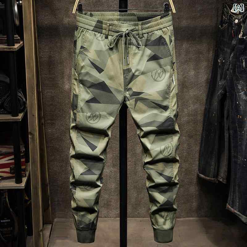メンズ 夏 カジュアル パンツ 米軍 迷彩 ワーク 作業 ズボン アウトドア プリント 冷感 レッグ ネクタイ