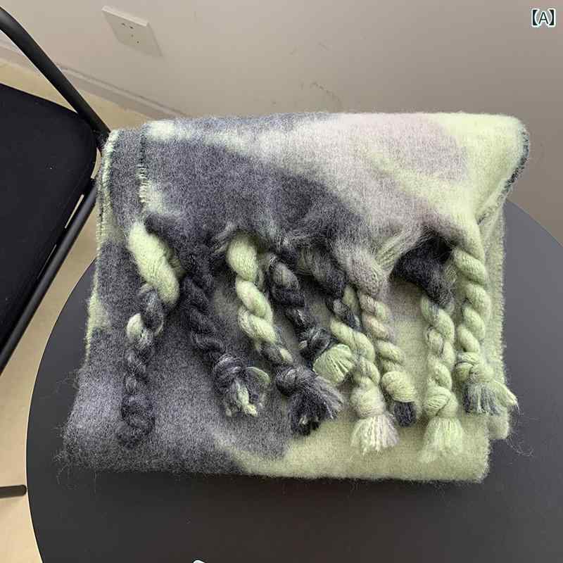 レディース タッセル マフラー リーフ プリント スカーフ 手 結び ショール 秋冬 暖かい