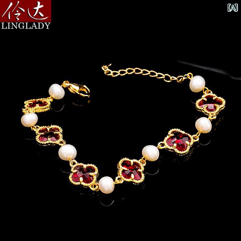 レディース 夏 ブレスレット おしゃれ 韓国 パールブレスレット 淡水 壮大