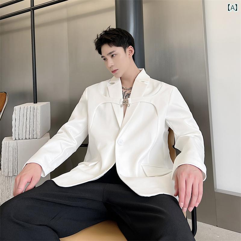 メンズ ファッション おしゃれ 韓国 スモール スーツ ハイエンド メタル バックル ジャケット