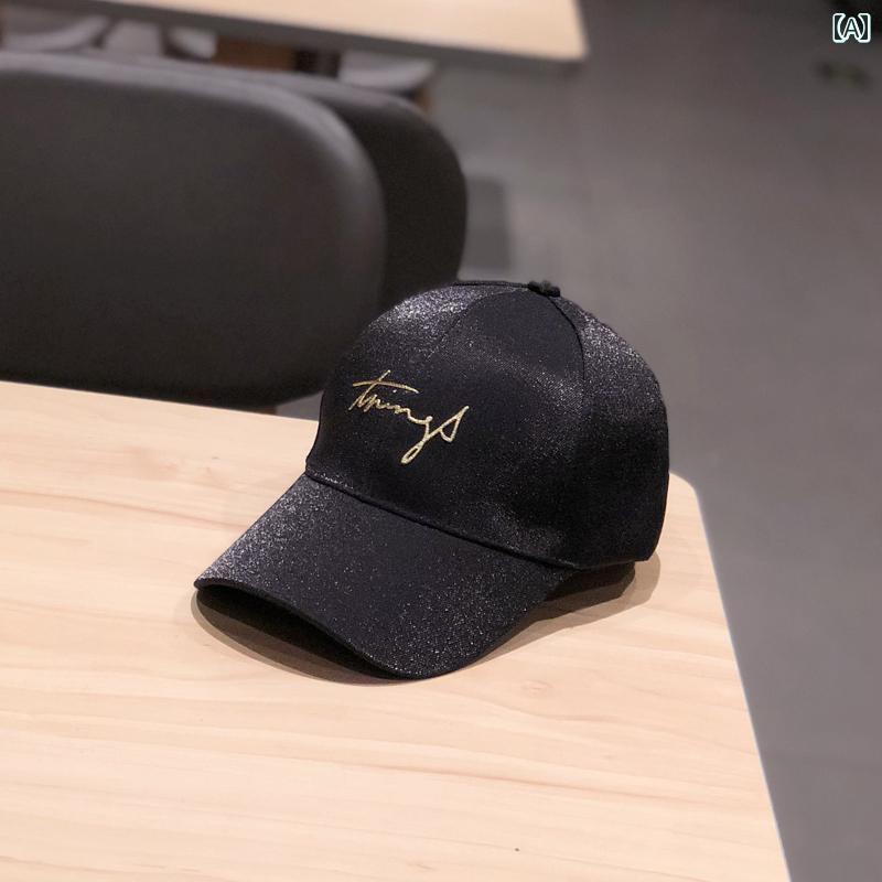 レディース 夏 ベースボール キャップ 帽子 春 サテン ピーク 韓国 刺繍 シルケット カップル 野球帽 ..