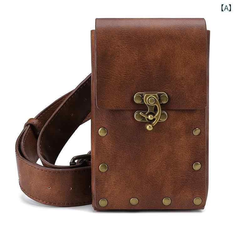 レディース レッグ バッグ かっこいい スチームパンク インダストリアル レトロ ブラウン アウトドア 小さい スクエアバッグ 携帯電話 スポーツ ポケット