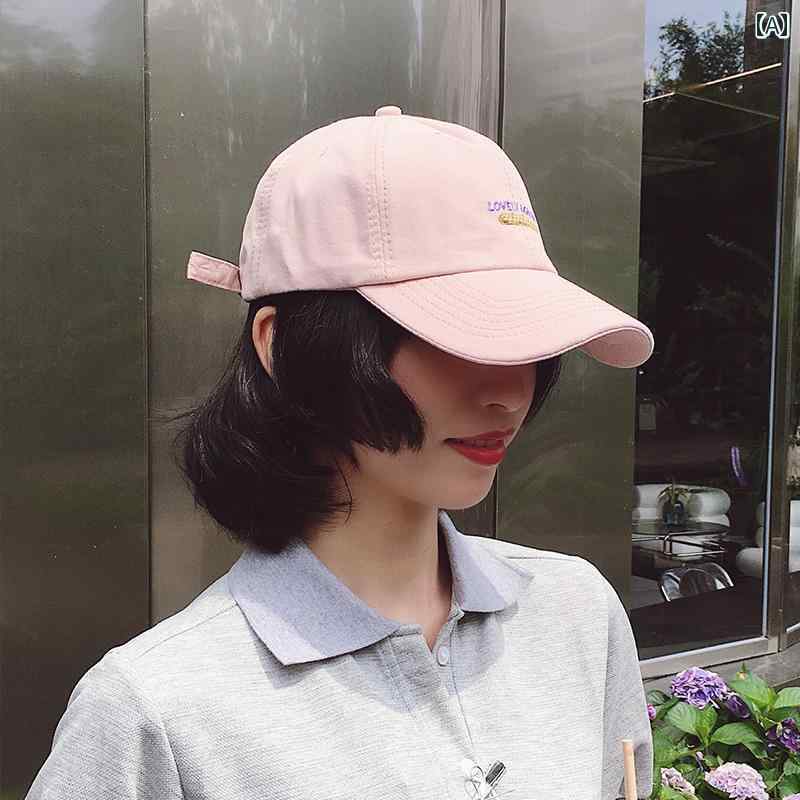レディース ベースボール キャップ 帽子 ソフト トップ ピーク 韓国 フェイス サンバイザー 野球帽