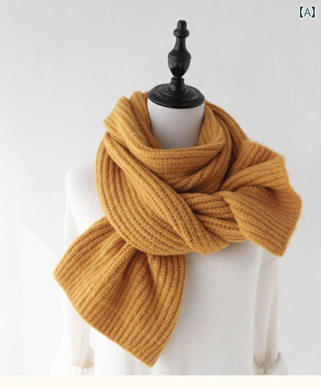 マフラー イン ヘイズブルー スカーフ 女性 冬 ソリッドカラー モヘア 学生 ソフト 厚い ウール ニット オフ ホワイト