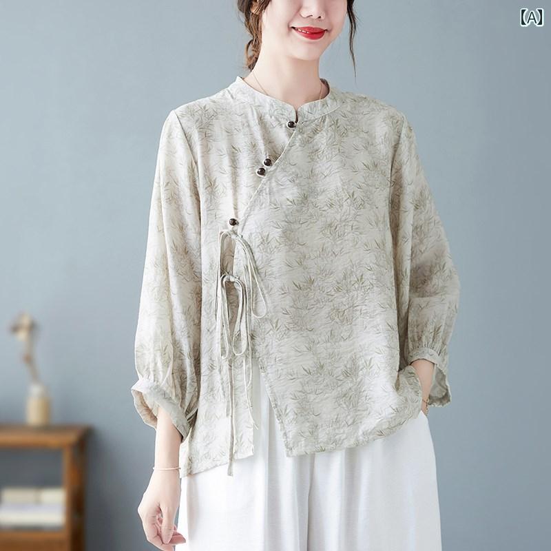 Women's Summer Fashion Retro Chinese Dress Top Hanbok Women's Chinese Style Mom Clothes Ethnic Style Tea Master's Dress