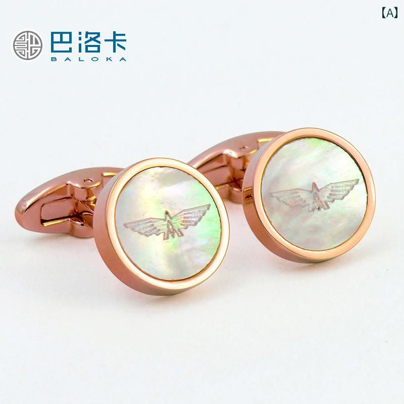 メンズ カフス ボタン おしゃれ カフリンクス フライング ハイ イーグル 軽量 高級感 ローズゴールド ..