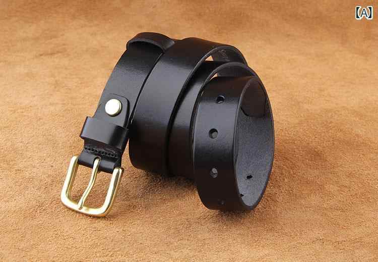 レディース ベルト 最上層 牛革 ピン バックルベルト 幅広 銅 バックル 革 拡張