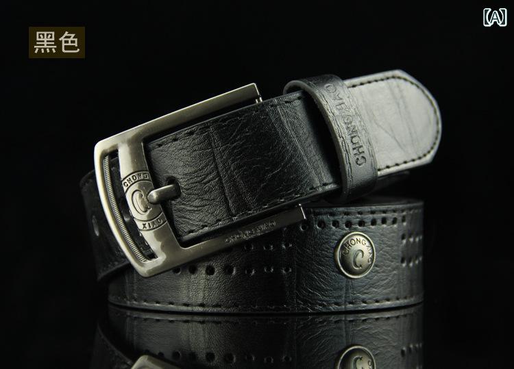 メンズ カジュアル ズボン ベルト ファッション ビジネス スタッズ アンティーク 合金 ピン バックルベルト