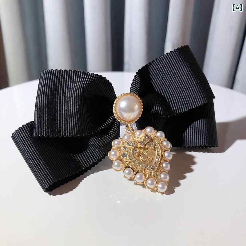 ブローチ 上品 セレモニー リボン ハイエンド 女性用 コサージュ パール セーター ピン スーツ用 精巧 大きい バッジ