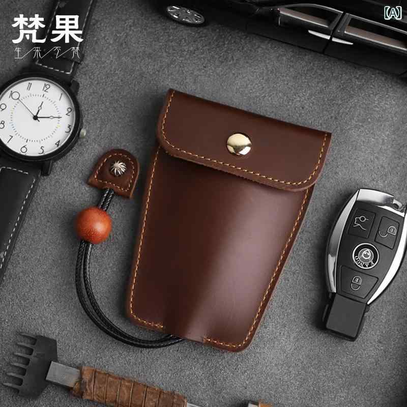 メンズ キー バッグ レザー 車 収納 袋 レトロ バッグ最上層 牛革