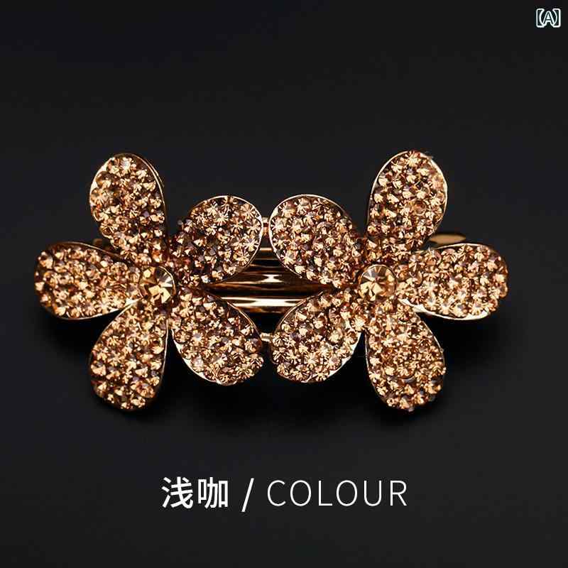 ラインストーン アクセサリー ヘア 髪留め 髪飾り チェコ ヘアピン フラワートップ クリップ スプリン..