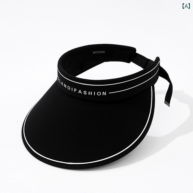 レディース 夏 サンバイザー UV つば広 日焼け防止 帽子 空 トップ 通気性 抗 サイクリング ランニング..