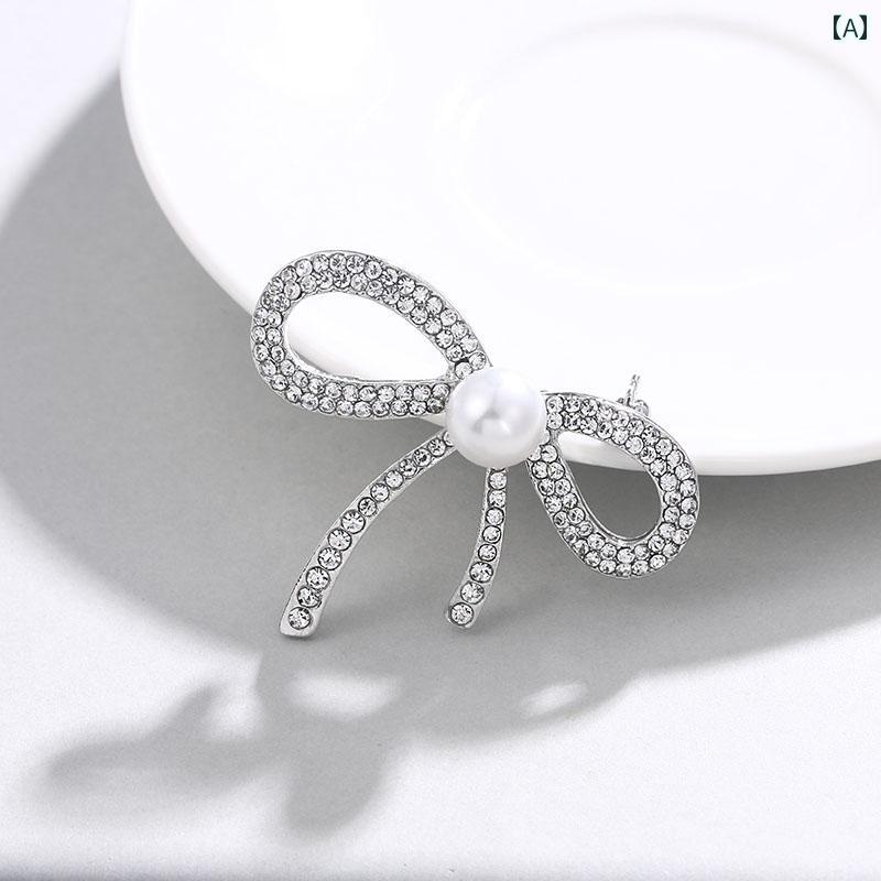 レディース アクセサリー ブローチ おしゃれ 大人かわいい 白 蝶 パールリボン 衣料品 コサージュ ピン 韓国
