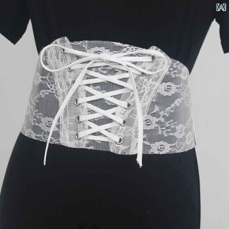 レディース ベルト おしゃれ コートベルト ロリータ ガードル ウエスト 絞り 幅広 飾り 伸縮性 透明 レ..