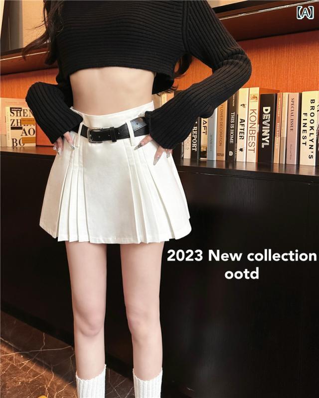 Other - レディース 夏 ボトムス スカート 大きいサイズ 白 プリーツ 春 a ライン ショート スリム ハイウエスト