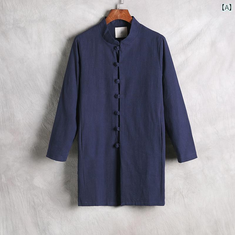 修行服 カンフー 太極拳 中国 唐 スーツ 漢服 中華風 紳士服 レトロ 綿麻 ジャケット エスニック 瞑想 服 チュニック