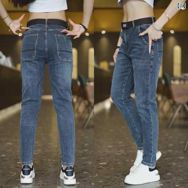 Pants - メンズ レディース カジュアル 夏 パンツ デニム ジーパン アウトドア ズボン スリム ジーンズ 洗浄 韓国 裾細