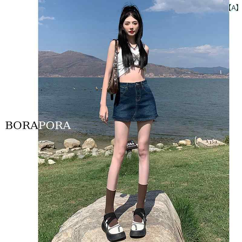 レディース 夏 パンツ デニム レトロ ハイウエスト デニムスカート 女性 スリム スタイリッシュ ガール スカート a ライン ヒップ ハグ ショート