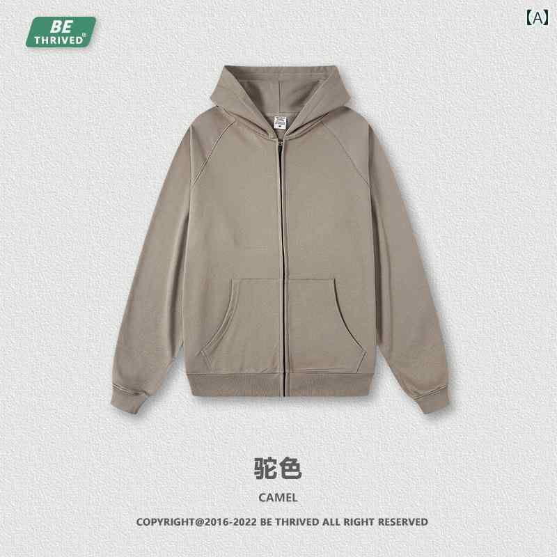 メンズ カジュアル パーカー アメリカン ヘビーウェイト スポーツ スウェットシャツ フード付き ジッパー シャツ 冬 ベルベット フィットネス ジャケット カーディガン