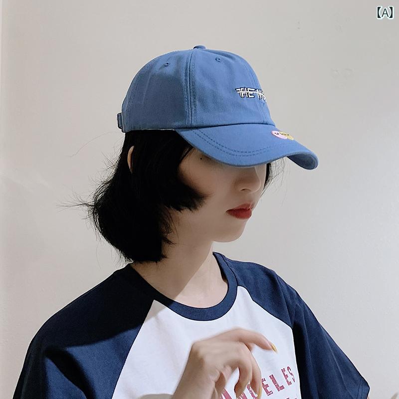 レディース 夏 ベースボール キャップ 韓国 刺繍 ソフト トップ アヒル 帽子 春 日焼け防止 野球帽 表