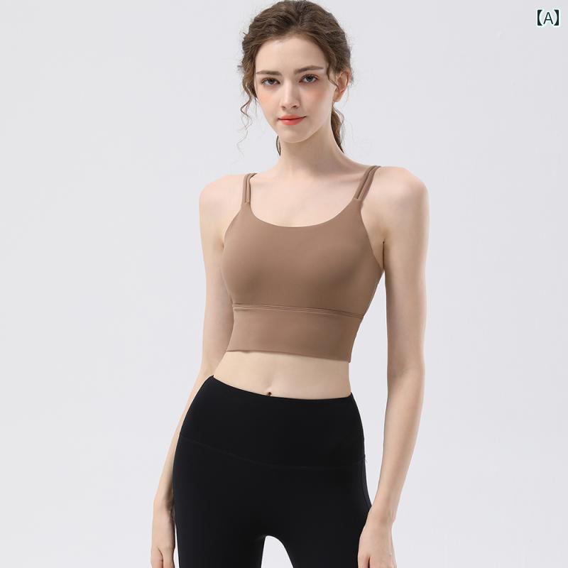 レディース 夏 スポーツブラ ランニング 耐衝撃 フィットネス ベスト スパゲッティ ストラップ ピラティス トレーニング オール イン ワン ブラ ブラジャー