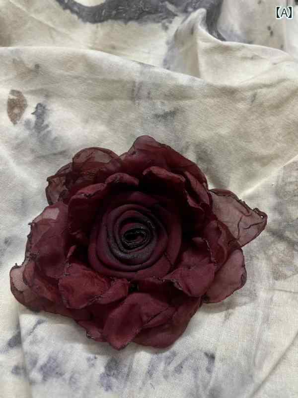 ネックレス コサージュ 胸飾り おしゃれ パーティー 懇親会 ダーク シリーズ バーント ローズ ブローチ フラワー リスト