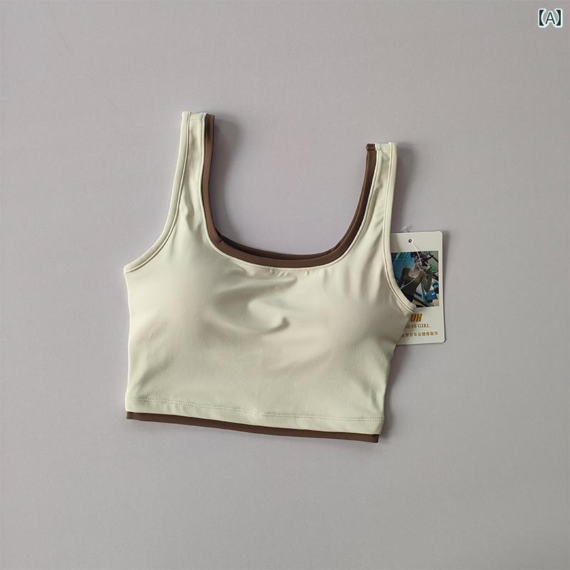 レディース 夏 フィットネス ブラ U 字型 スポーツブラ 腕立て 伏せ サイド 胸 ヨガ ベスト ランニング トレーニング ヌード