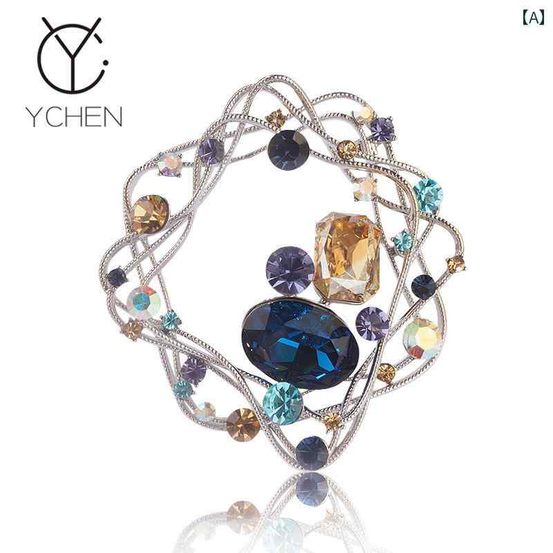 アクセサリー ブローチ おしゃれ ラッキー スター 輝く オーストリア クリスタル 明い 星空 女性 ハイエンド スーツ ピン コート コサージュ