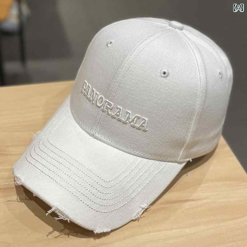 カジュアル キャップ 韓国 イン 刺繍 文字 ほつれ エッジ アヒル 帽子 女性 春秋 ファッション ストリ..