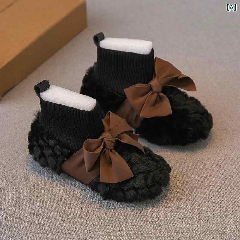 ブーツ キッズ 女の子 毛皮 靴 アウターウェア 冬 子供 裏起毛 綿 ベビー シューズ 靴下 ショート 薄手 ベルベット