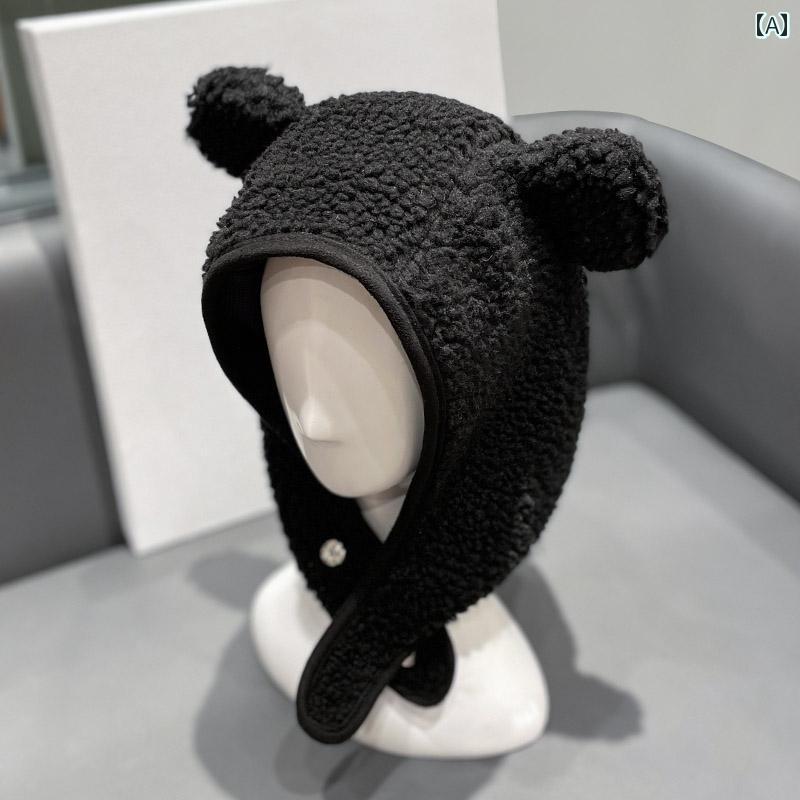 帽子 防寒 あったかい 韓国 穀物 起毛 かわいい 耳 クマ 耳保護 秋冬 暖かい 肥厚 学生 ロシア