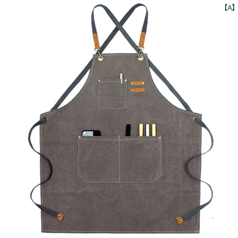 レディース キャンバス デニムエプロン 絵画 ファッション マニキュア ガーデニング コーヒー ミルクテ..