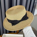 レディース 夏 ビーチハット おしゃれ 麦わら 帽子 韓国 フラット トップ 女性用 春 エレガント 休暇 日よけ