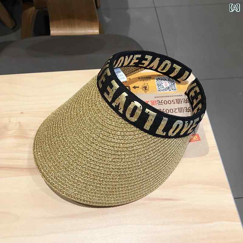 レディース 夏 サンバイザー ゴルフ アウトドア レジャー 日除け 帽子 ヘア バンド 空 ハット 女性 ゴールデン ヘアピン トップレス イン 麦わら 日焼け防止 サンハット 韓国