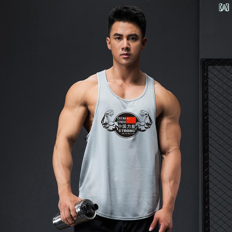 メンズ 夏 ノースリーブ マッスル フィットネス タンクトップ スポーツ トレーニング 速乾 筋肉 アピール 高弾性 汗 吸収