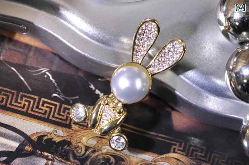 レディース アクセサリー ブローチ 美しい イン かわいい リボン ウサギ 小さい 精巧 シャツ 固定 ピン ボタン 襟ピン