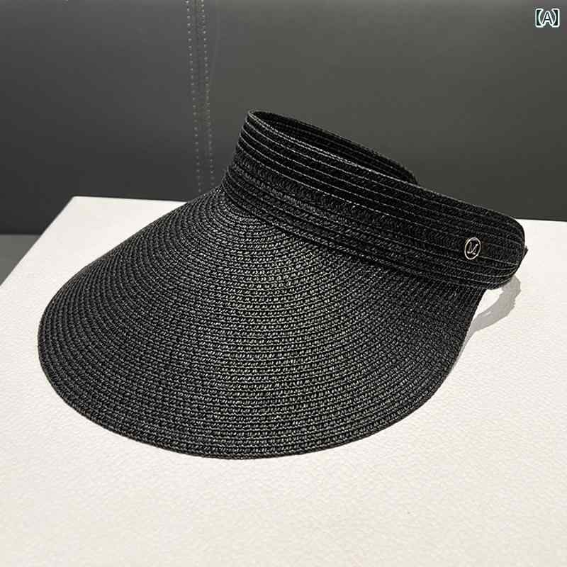 レディース 夏 サンバイザー ゴルフ アウトドア レジャー 日除け 帽子 わら つば広 サンハット 春 紫外線 防止 空 ハット 女性用 韓国 トップレス
