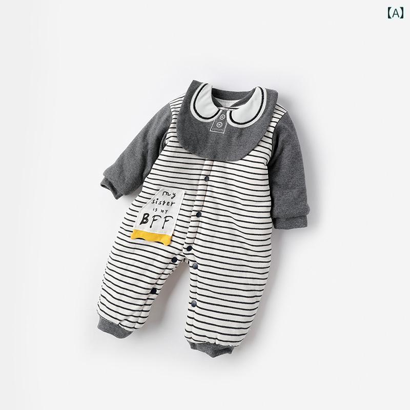 ロンパース かわいい 新生児 幼児 ジャンプ スーツ 秋冬 キルティング 厚い 服 男子 暖かい 外出着 冬服