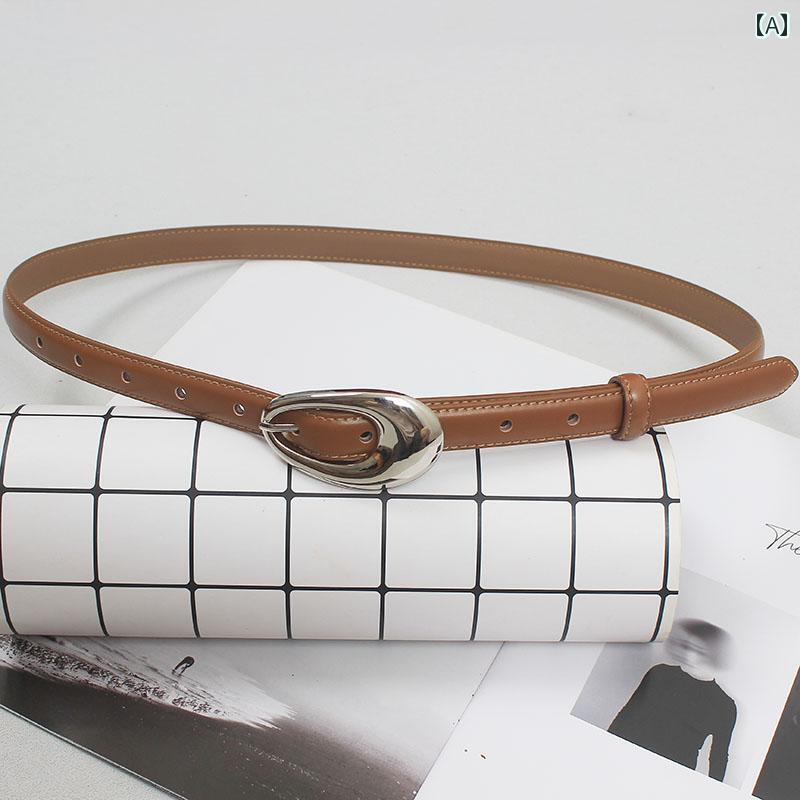 レディース カジュアル パンツ ベルト シンプル スーツ イン 革 ファッション 装飾 薄型 ウエスト シール