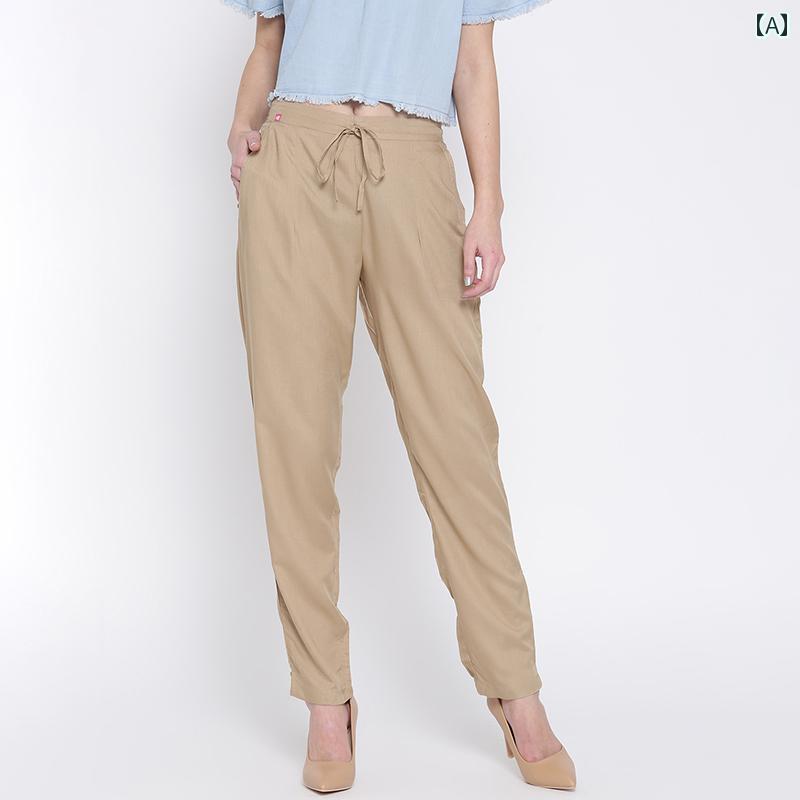 レディース 夏 パンツ ボトムス ファッション 快適 トップス エスニック 春 吸汗性 通気性 インド コットン カーキ