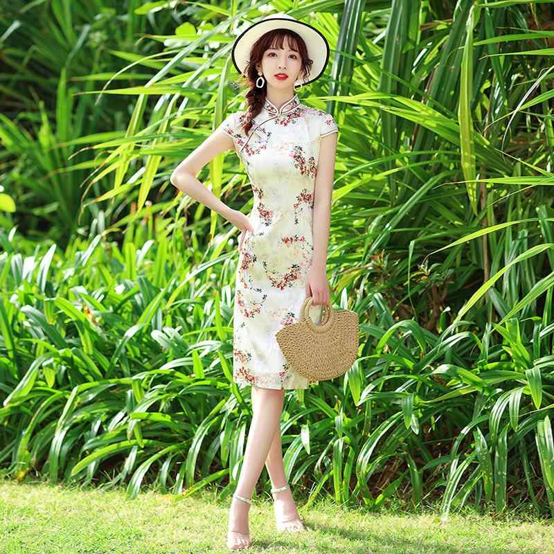 チャイナ ドレス コスプレ 写真撮影 衣装 おしゃれ 民族衣装 エスニック フレンチ レトロ スリム 花柄 ハイエンド 二層