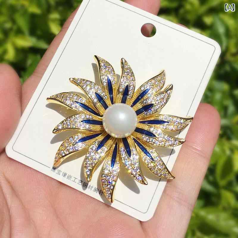 レディース アクセサリー ブローチ おしゃれ 上品 フォーマル セレモニー ひまわり 高級感 レトロ コサ..