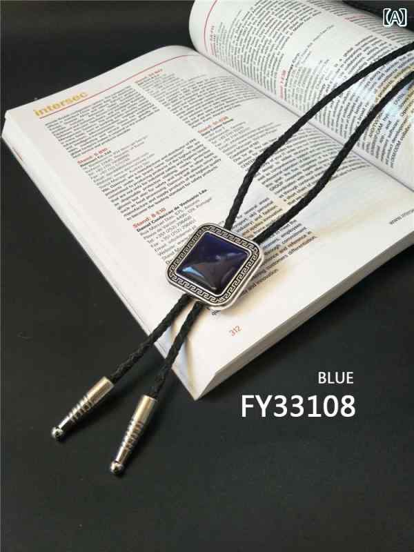 カジュアル ボロタイ ループタイ ネクタイ BOLO TIE 男子用 グリーン 万里 長城 パターン キャッツアイ タイム ストーン スクエア ペンダント カラー コード