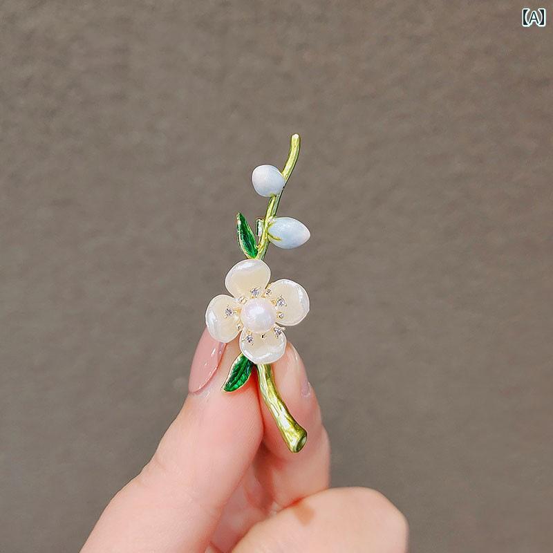 ブローチ 上品 セレモニー 花 高級感 女性 コサージュ パール セーター ピン スーツ 精巧 大きい バッジ