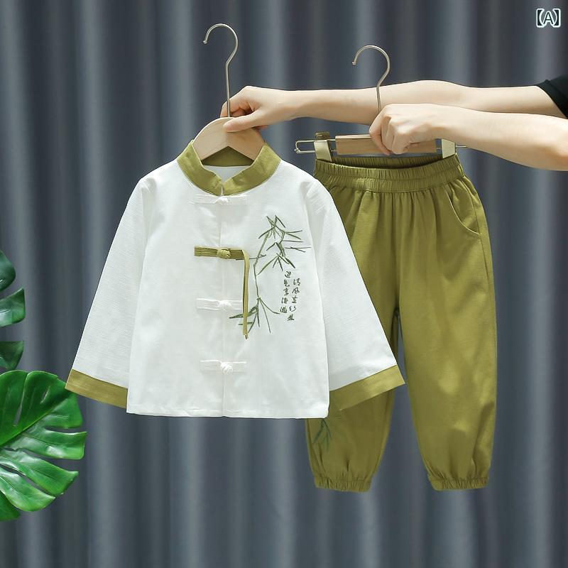 Other - 漢服 子供服 かわいい 民族衣装 COS チャイニーズ スタイル 子供 唐 スーツ 春秋 中華 長袖 男の子 ベビー エスニック 中秋節 服