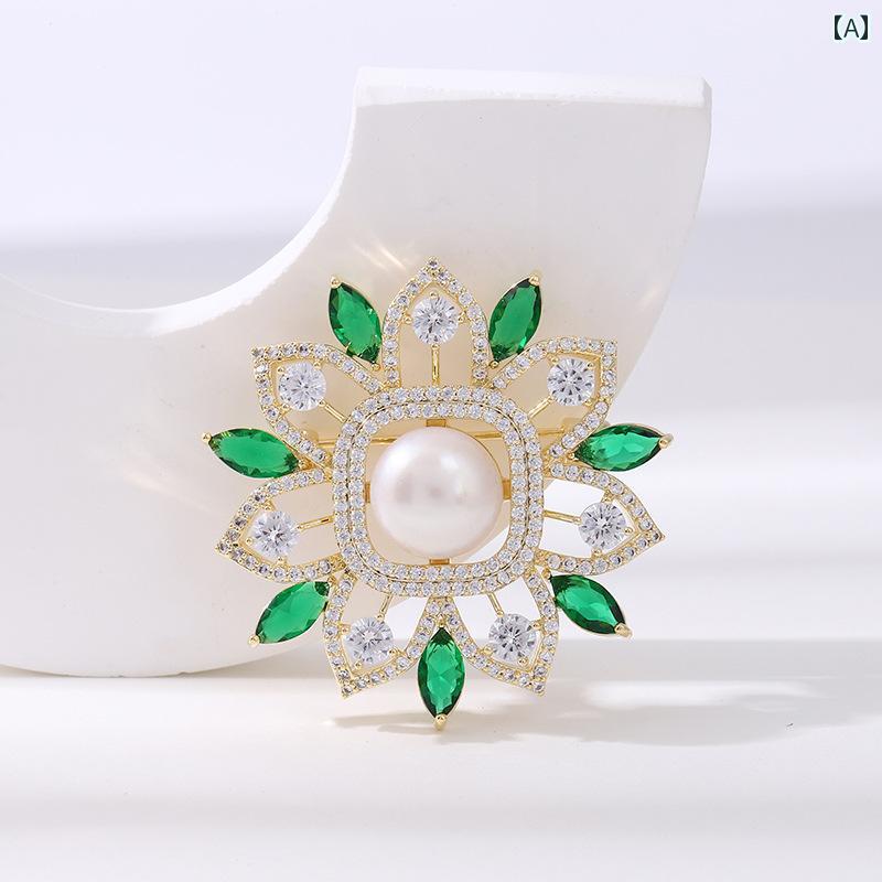 レディース アクセサリー ブローチ おしゃれ 淡水 パール ガーランド ハイエンド スーツ ジルコン コサージュ 入学式 卒業式 パーティー 懇親会 セーター カーディガン ピン